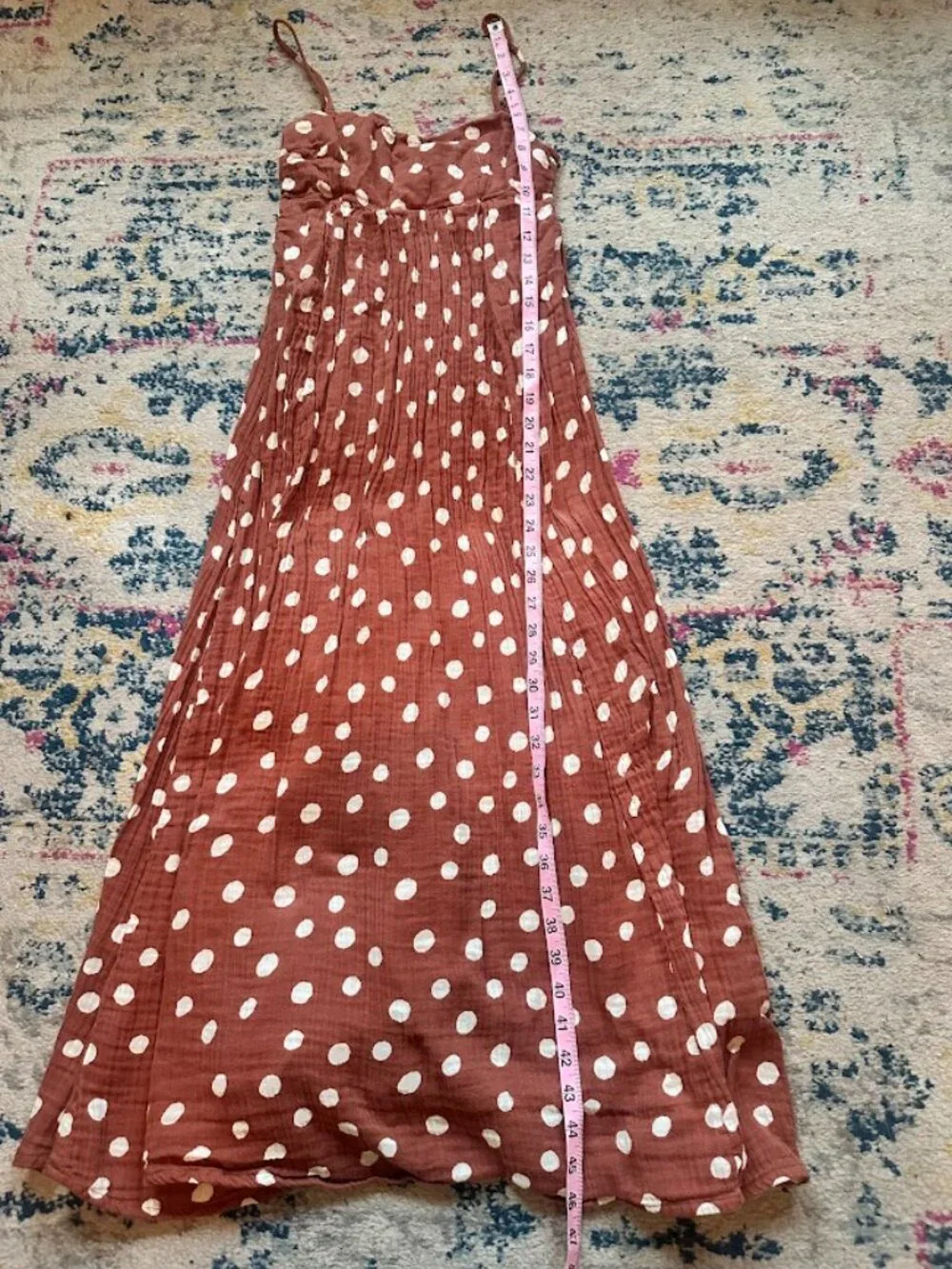 Abercrombie & Fitch 100% Cotton Polka Dot Spaghetti Strap Maxi Dress XSP